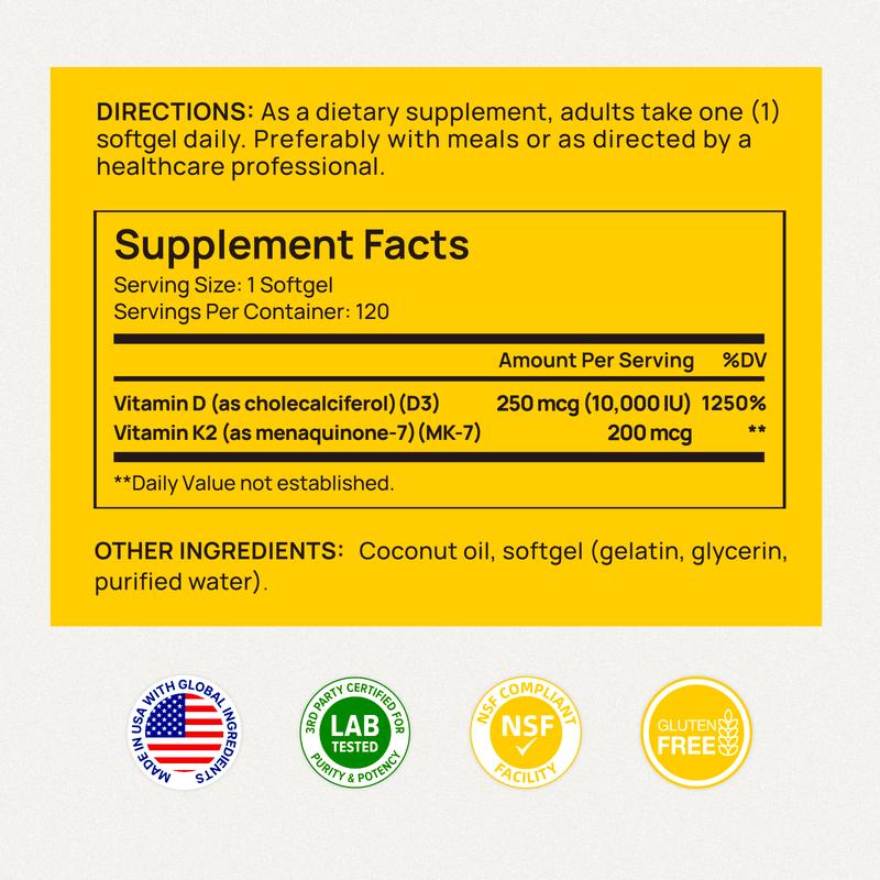 Selerb Vitamin D3 + K2 with Coconut Oil